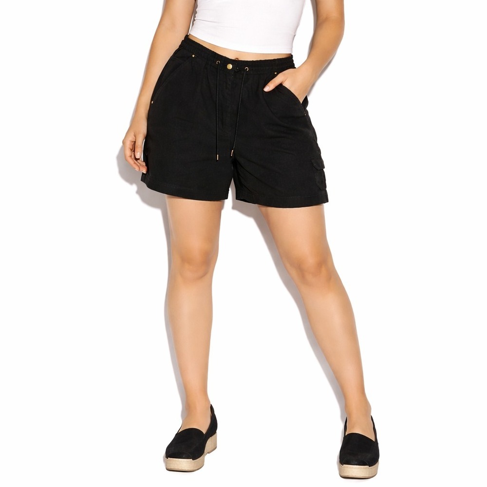 Lauren Ralph Lauren Black Cotton Cargo Shorts Womens 10 Utility Drawstring LRL